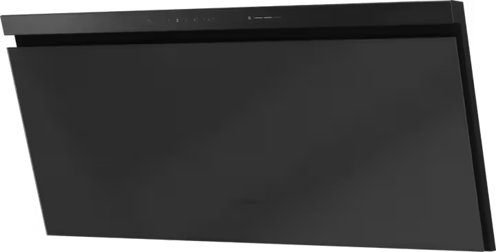 Miele DAH 4980 Sienna 90cm wall-mounted hood in obsidian black matt, front view with control panel visible.