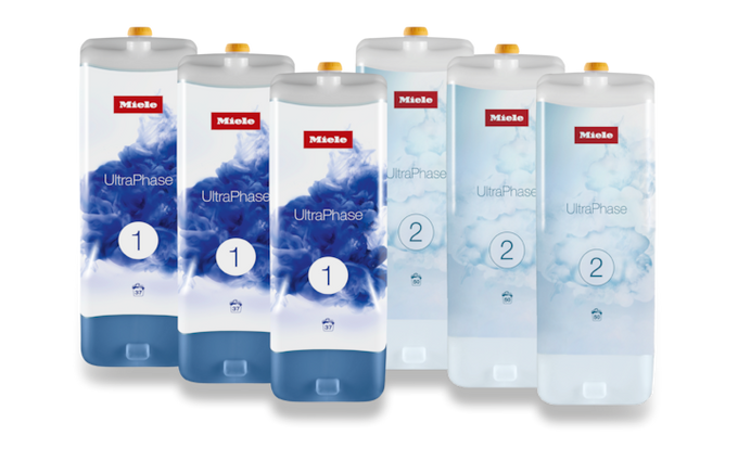 Miele UltraPhase 1 & 2 detergent set, 6-pack for bright colors, stain removal, eco-friendly, fits Miele W1 TwinDos – Keans