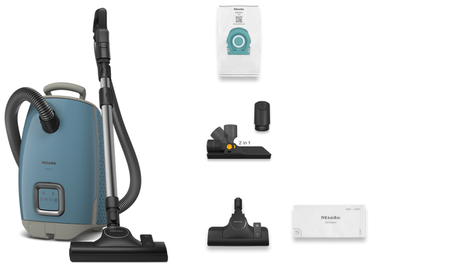 Miele Guard L1 Nordic Blue cylinder vacuum cleaner, powerful suction, sleek design – available at Keans Claremorris.