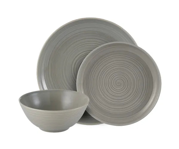 William Mason Grey 12Pc Stoneware Dinner Set with Embossed Ripple, Microwave & Dishwasher Safe – Keans Claremorris