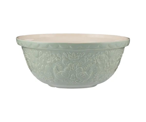 Home To Roost S12 29cm earthenware mixing bowl with embossed hen design, 4L capacity, dishwasher and freezer safe – Keans