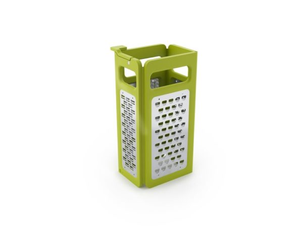 JJ Fold Flat Grater Plus Green with 4 stainless steel blades, foldable design, protective sheath – Keans Claremorris