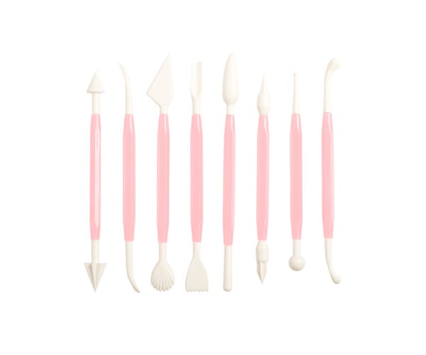 Set of 8 double-ended sculpting tools for cake decorating with 16 tips, ideal for fondant and sugar craft – Keans