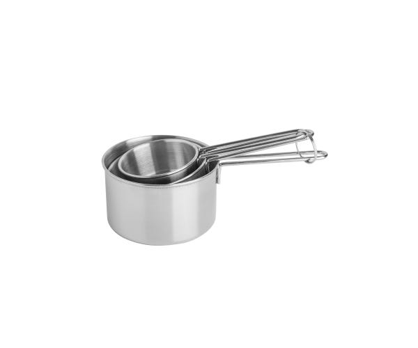 Mason Cash Set of 3 Stainless Steel Measuring Cups (1, 1/2, 1/4 Cup) - Stackable, Durable - Keans Claremorris