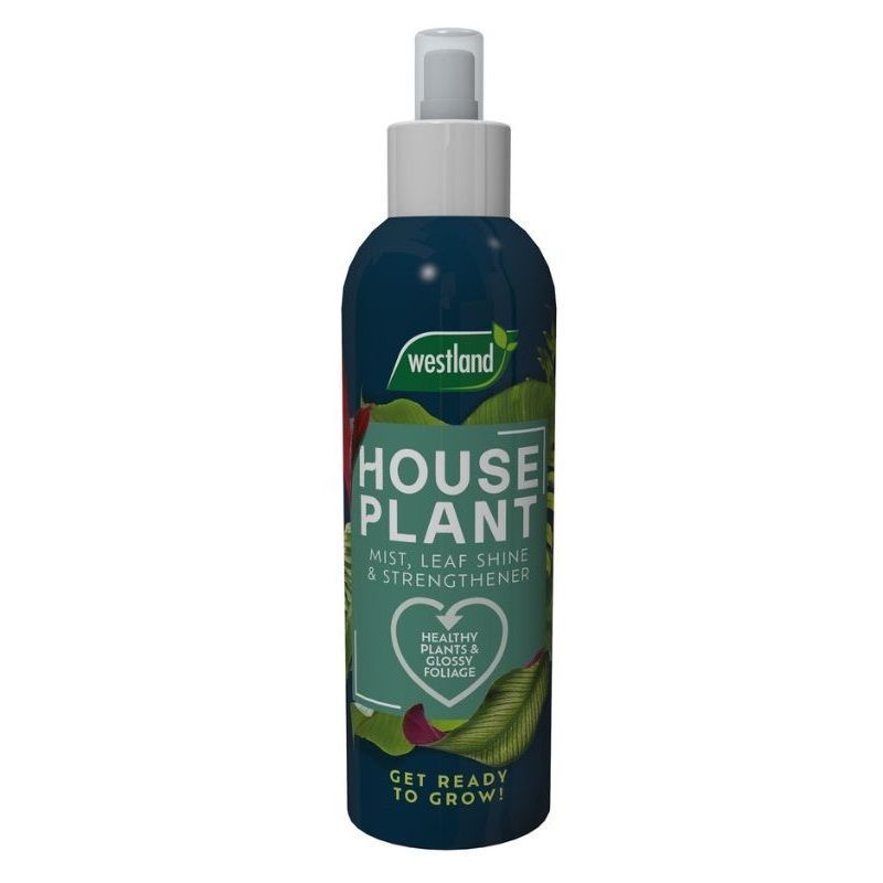 Westland Houseplant Mist & Leaf Shine 250ml spray bottle with green leaf design and white cap