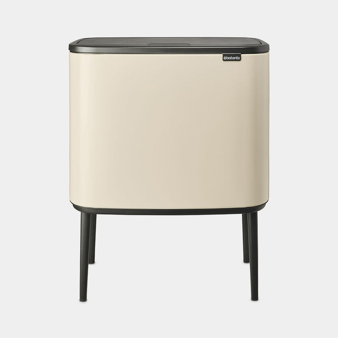 Brabantia Bo Touch Bin Soft Beige 23+11L, dual compartments, soft-touch lid, space-saving, eco-friendly, at Keans Claremorris