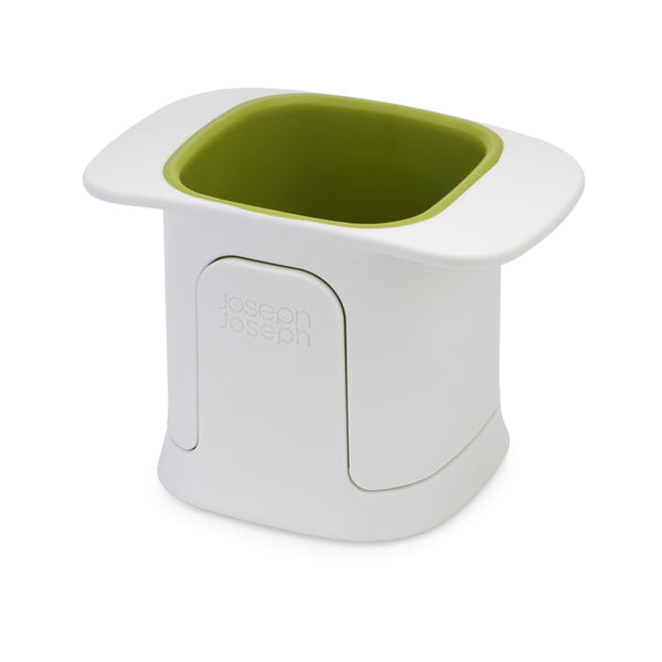 JJ ChopCup Vegetable Dicer White with sharp stainless steel blades, collects chopped pieces, dishwasher safe – Keans
