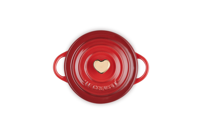 Le Creuset Heart Mini Round Casserole 250ml Cerise with Heart Knob - Keans Claremorris