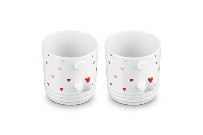 Le Creuset Set 2 Heart Detail Mugs White 350ml - Image 2
