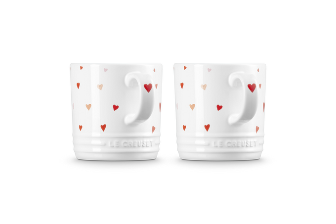 Le Creuset Set 2 Heart Detail Mugs White 350ml - Image 3