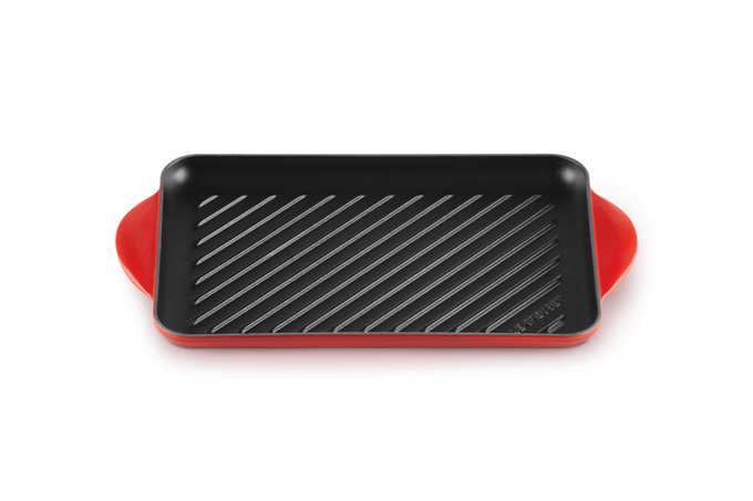 Le Creuset 32cm Cerise Traditional Rectangular Grill Pan - Durable Cast Iron Grill, Keans Claremorris