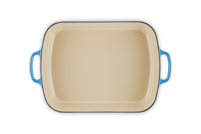 Le Creuset 33cm Cast Iron Rectangular Roaster Azure - Image 4