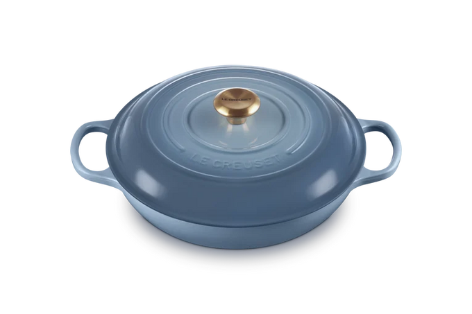 Le Creuset Signature Cast Iron Shallow Casserole 30cm Chambray - Image 2