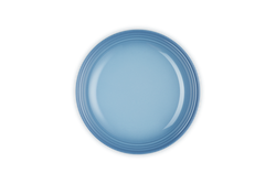 Le Creuset 22cm Chambray Pasta Bowl, durable stoneware, vibrant blue, available at Keans Claremorris