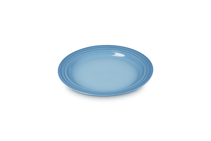 Le Creuset 22cm Chambray Side Plate, durable stoneware, vibrant blue, available at Keans Claremorris