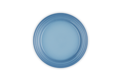 Le Creuset 22cm Chambray Side Plate, durable stoneware, vibrant blue finish, available at Keans Claremorris.