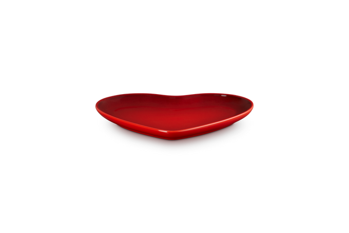 Le Creuset Heart Plate 22cm in Cerise red, durable stoneware dinnerware - available at Keans Claremorris