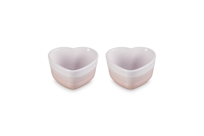 Le Creuset Set of 2 Heart Ramekins Shell Pink - Image 2
