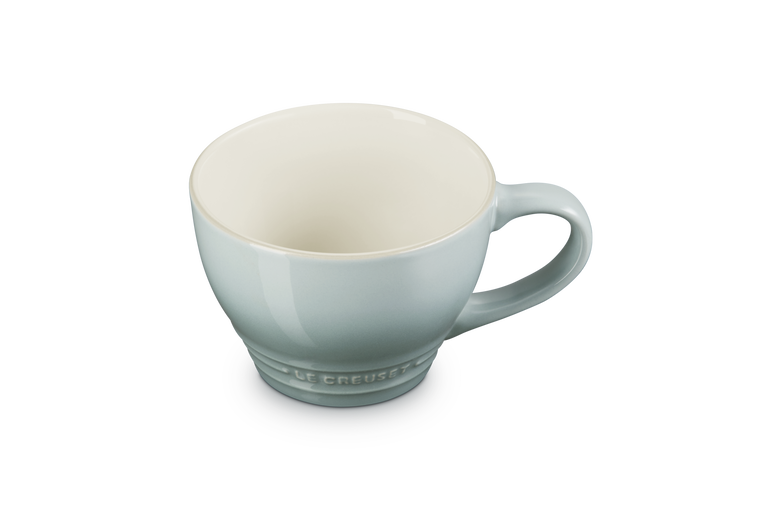 Le Creuset Grand Mug 400ml in Sea Salt blue with a cream interior, shown at a slight angle on a white background.