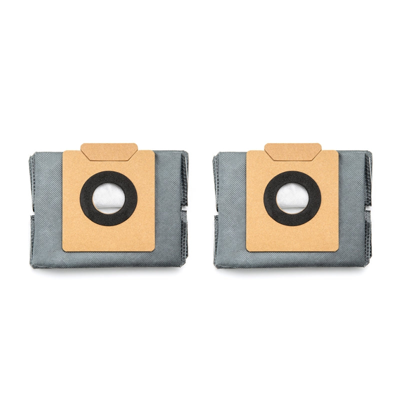 Two folded Eufy 2 Pack Dust Bags for X8 & X10 Pro with cardboard collar and circular opening.
