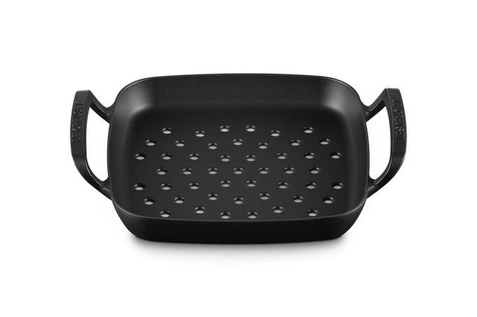 Le Creuset Cast Iron BBQ Outdoor Square Grilling Basket for even cooking, available at Keans Claremorris.
