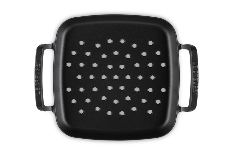 Le Creuset Cast Iron BBQ Outdoor Square Grilling Basket for even cooking - available at Keans Claremorris