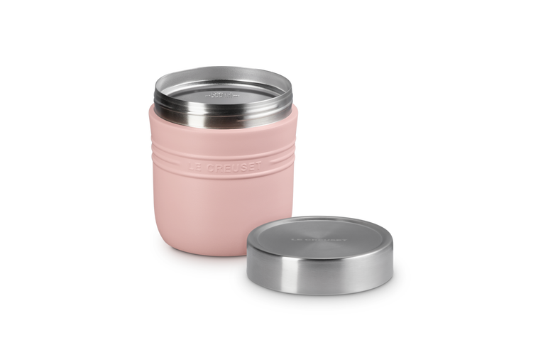 Le Creuset On The Go 500ml Food Flask in vibrant color, insulated for hot and cold meals – available at Keans Claremorris.