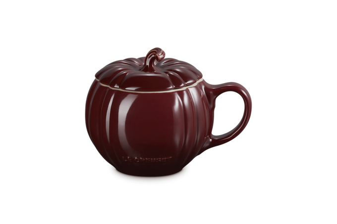 Le Creuset Halloween Pumpkin Mug w/lid Garnet - Image 2