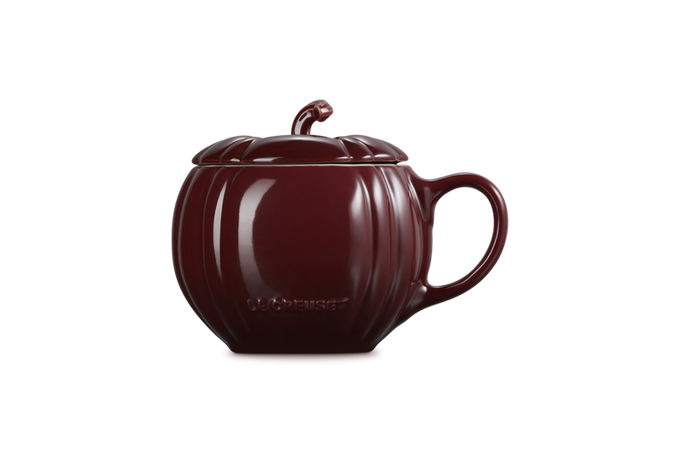 Le Creuset Halloween Pumpkin Mug w/lid Garnet - Image 3