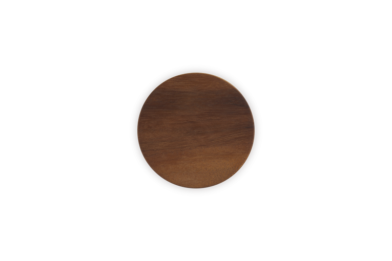 Top view of the wooden lid for the Le Creuset Stoneware Storage Jar in Volcanic color, 770ml capacity.