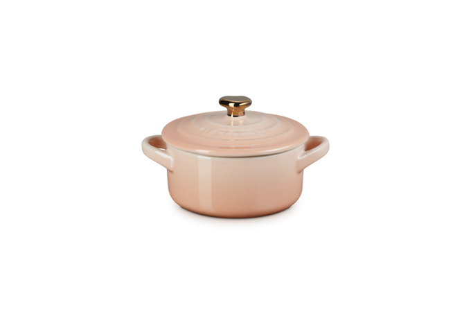Le Creuset Petite Casserole With Gold Heart Knob Peche - Image 2