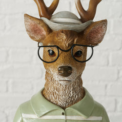 Light green deer figurine wearing glasses by Denys Design, sold singly – available at Keans Claremorris
