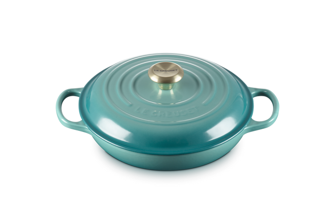 Le Creuset 30cm Shallow Casserole Blue Riviera - Image 2