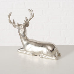 Silver Aluminium Deer 16 cm, decorative figurine, sold singly, 2 assorted designs – Keans Claremorris
