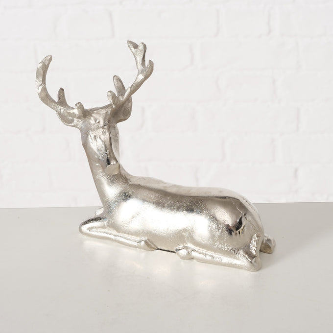 Silver Aluminium Deer 16 cm, decorative figurine, sold singly, 2 assorted designs – Keans Claremorris