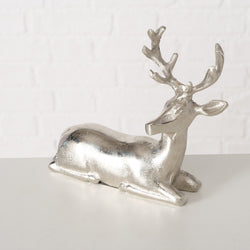 Silver Aluminium Deer 16cm, decorative figurine, sold singly, 2 assorted designs – Keans Claremorris