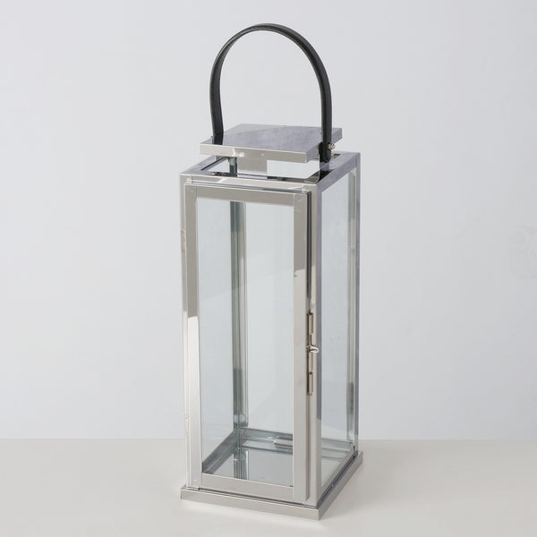 Silver Lantern Lindo square metal lantern 25x10 cm, indoor tealight candle holder, sleek silver finish – Keans Claremorris