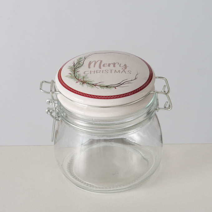 Christmas Storage Jar 450ml Charlene Design, single sold, festive kitchen container – Keans Claremorris