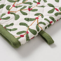 Oven Glove Mistletoe 32x18 cm, green or cream, heat-resistant kitchen glove, Keans Claremorris