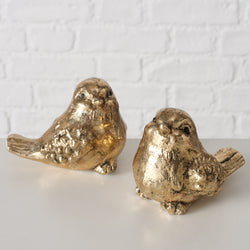 Gold pottery bird ornament 7.5 cm, 2 assorted designs, elegant gold finish, sold singly – Keans Claremorris