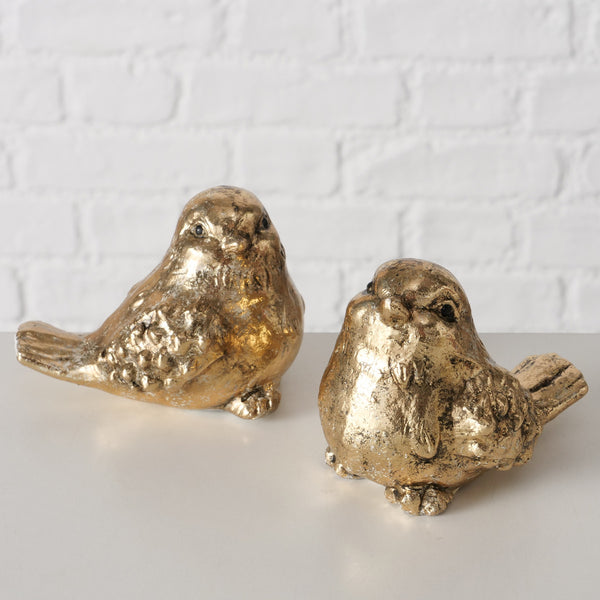 Gold pottery bird ornament 7.5 cm, 2 assorted designs, elegant gold finish, sold singly – Keans Claremorris