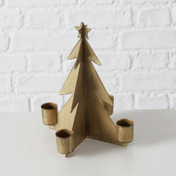 Firlo antique gold tree-shaped candle holder, 17.5x14.5 cm, festive décor, metal, Keans Claremorris