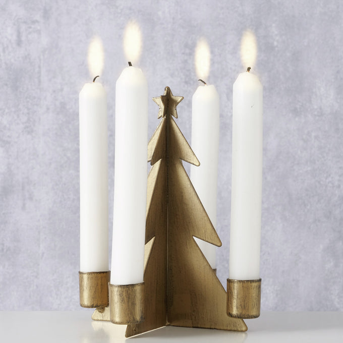 Firlo Antique Gold Tree-Shaped Candle Holder 17.5x14.5 cm – Decorative Accent by Keans Claremorris