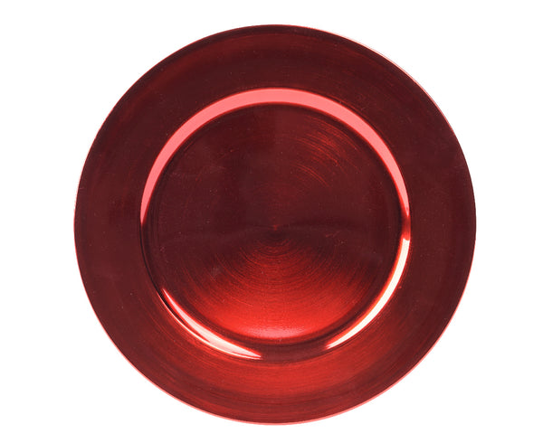Red 33cm plastic charger plate, lightweight reusable festive table base, ideal for Christmas and events – Keans Claremorris