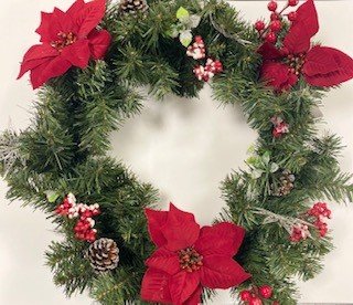 Christmas Elegance Wreath with Poinsettias 60cm