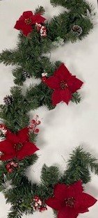 Christmas Elegance Garland with Poinsettias 180cm