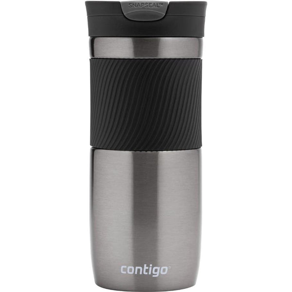 Contigo Byron SNAPSEAL 470ml travel mug in gunmetal, leak-proof, one-handed use, keeps drinks hot/cold – Keans Claremorris