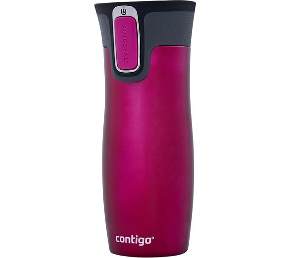 Contigo West Loop Raspberry 16oz travel mug with Autoseal, Thermalock insulation, spill-proof, one-handed use – Keans