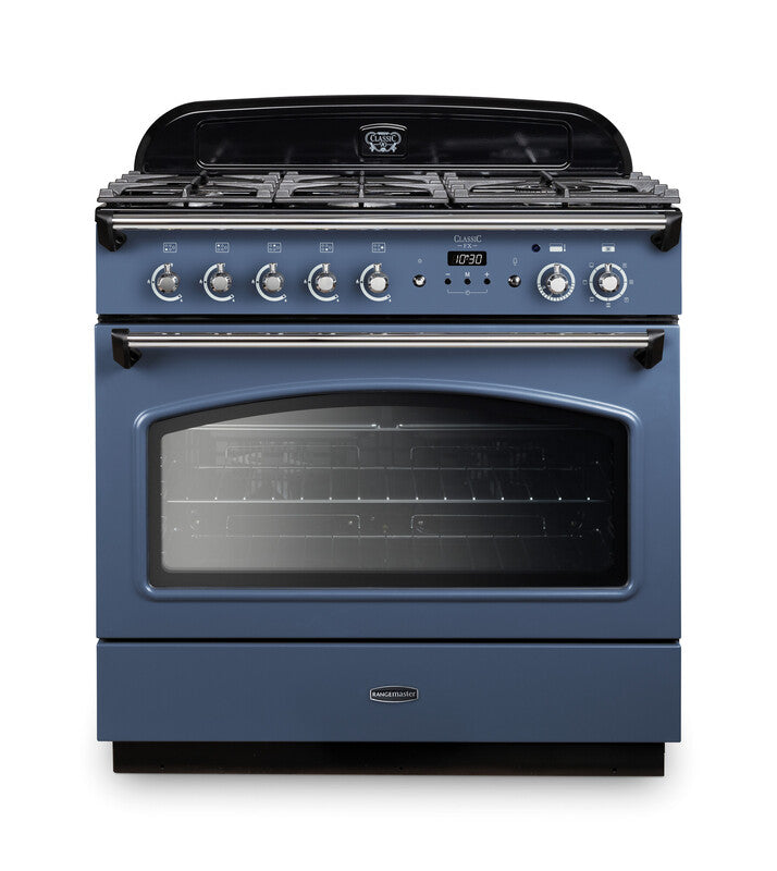 Rangemaster Classic FX 90CM Dual Fuel range cooker with 5 gas burners, dual ovens, energy-saving panel – Keans Claremorris.