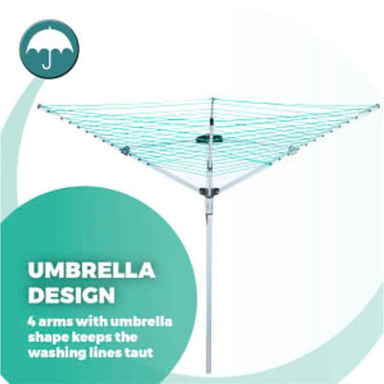 Rotary Outside Clothes Airer 40m 4 Arm for drying laundry, durable outdoor design - Keans Claremorris